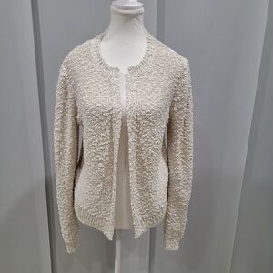 LOFT Cream Bouclé Open-Front Teddy Jacket